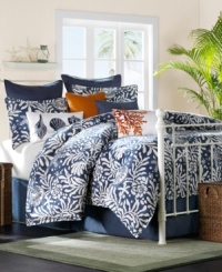 Boasting a bright orange hue, this decorative pillow from Harbor House adds a burst of color to the Pacifica comforter sets. Boasting a bright orange hue, this decorative pillow from Harbor House adds a burst of color to the Pacifica comforter sets.