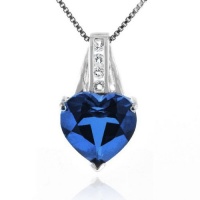 7.50 Carat Blue & White Sapphires Heart Pendant in Sterling Silver with Chain 7.50 Carat Blue & White Sapphires Heart Pendant in Sterling Silver with Chain