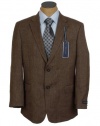 Tommy Hilfiger Mens 2 Button Brown Nailhead Trim Fit Wool Sport Coat Jacket