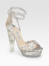 Clear plexi, metallic leather trim and translucent crystals combine for a fluid feel.Plexi heel, 5½ (140mm) Plexi platform, 1½ (40mm) Compares to a 4 heel (100mm) Open toe Double-ankle strap with adjustable closure Padded insole Rubber sole Made in Italy Clear plexi, metallic leather trim and translucent crystals combine for a fluid feel.Plexi heel, 5½ (140mm) Plexi platform, 1½ (40mm) Compares to a 4 heel (100mm) Open toe Double-ankle strap with adjustable closure Padded insole Rubber sole Made in Italy