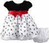 Bonnie Baby-Girls Infant Stretch Velvet Bodice, Black/White, 24 Months