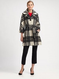 Featuring an intriguing print and made from Italian fabrication, a brilliant coat with a silhouette-defining tie belt.Oversized notched collarThree-quarter sleevesButton closureSelf-tie beltSlash pocketsFully linedAbout 35 from shoulder to hemWool/alpaca/acrylic/polyamide/polyesterDry cleanImported of Italian fabric Model shown is 5'10½ (179cm) wearing US size 4. Featuring an intriguing print and made from Italian fabrication, a brilliant coat with a silhouette-defining tie belt.Oversized notched collarThree-quarter sleevesButton closureSelf-tie beltSlash pocketsFully linedAbout 35 from shoulder to hemWool/alpaca/acrylic/polyamide/polyesterDry cleanImported of Italian fabric Model shown is 5'10½ (179cm) wearing US size 4.