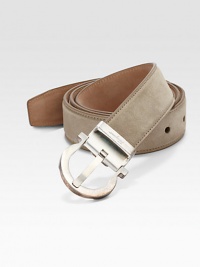 A complimentary addition to any well-dressed ensemble, this accessory is crafted from smooth suede with rounded gancini buckle.SuedeAbout 1½ wideMade in Italy A complimentary addition to any well-dressed ensemble, this accessory is crafted from smooth suede with rounded gancini buckle.SuedeAbout 1½ wideMade in Italy