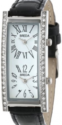 Breda Women's 2185_blk Black Nicola Dual Time Zone Classic Leather Watch Breda Women's 2185_blk Black Nicola Dual Time Zone Classic Leather Watch