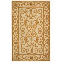 Safavieh Chelsea Collection HK11P Hand-hooked Ivory and Gold Wool Round Area Rug, 3-Feet Round Safavieh Chelsea Collection HK11P Hand-hooked Ivory and Gold Wool Round Area Rug, 3-Feet Round
