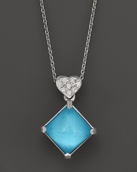 Lisa Nik Sterling Silver Ocean Square Necklace with Diamonds, 18 Lisa Nik Sterling Silver Ocean Square Necklace with Diamonds, 18