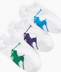 Polo Ralph Lauren Girl's 3-Pack Assorted Big Pony Ped Socks Polo Ralph Lauren Girl's 3-Pack Assorted Big Pony Ped Socks