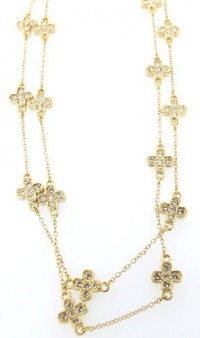 Designer Inspired 18K Gold Plated Pave Mini Cross Necklace Designer Inspired 18K Gold Plated Pave Mini Cross Necklace