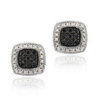 Sterling Silver 1/5 ct. TDW Black Diamond Square Earrings