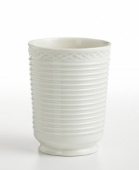The Trousseau tumbler creates a sense of freshness and purity in your bathroom with an all-white, textured look. The Trousseau tumbler creates a sense of freshness and purity in your bathroom with an all-white, textured look.