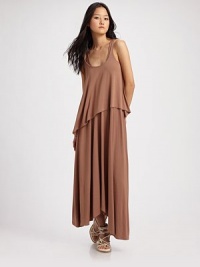Draped jersey knit hangs in a chic, asymmetrical silhouette for modern styling.Scoopneck Wide straps Asymmetrical hem Scoopback 97% modal/3% spandex Hand wash Imported Draped jersey knit hangs in a chic, asymmetrical silhouette for modern styling.Scoopneck Wide straps Asymmetrical hem Scoopback 97% modal/3% spandex Hand wash Imported