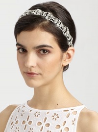 Exquisite Swarovski crystals designed in a distinct jeweled pattern.Elastic backAbout 1¾ wideCrystals/elasticMade in USA Exquisite Swarovski crystals designed in a distinct jeweled pattern.Elastic backAbout 1¾ wideCrystals/elasticMade in USA