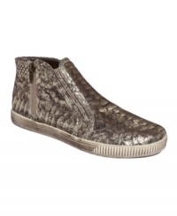 High-fashion kicks for a stylishly casual weekend. The Soni Original sneakers by Nine West get glam from a metallic snake print on a classic skate design. High-fashion kicks for a stylishly casual weekend. The Soni Original sneakers by Nine West get glam from a metallic snake print on a classic skate design.