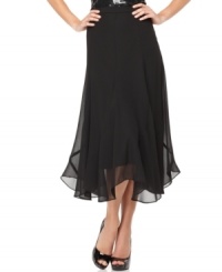 R&M Richards' ruffled-hem skirt makes a sophisticated separate to pair with a silky blouse or a sequined cami for evening celebrations. R&M Richards' ruffled-hem skirt makes a sophisticated separate to pair with a silky blouse or a sequined cami for evening celebrations.