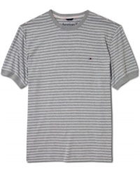 Join the crew. This striped t-shirt from Tommy Hilfiger is a crisp summer classic. Join the crew. This striped t-shirt from Tommy Hilfiger is a crisp summer classic.