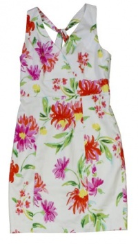 Tommy Hilfiger Women's Sleeveless V-neck Floral Print Sheath Dress (White Multi) Tommy Hilfiger Women's Sleeveless V-neck Floral Print Sheath Dress (White Multi)
