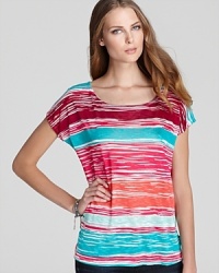 Does your t-shirt collection rise and set with style? Ensure a bright day with this Ella Moss tee, complete with a sunrise stripe. Does your t-shirt collection rise and set with style? Ensure a bright day with this Ella Moss tee, complete with a sunrise stripe.