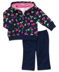 She'll look sweeter than a cherry in this adorable and comfy printed hoodie and pants set by Carter's. She'll look sweeter than a cherry in this adorable and comfy printed hoodie and pants set by Carter's.