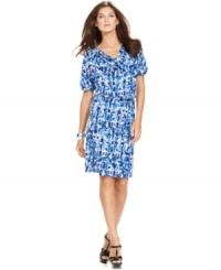 This easy blouson dress from Ellen Tracy gets enlivened by a graphic polka dot print. Wear it with flats for daytime and dress it up with pumps for night!