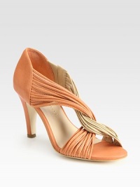 Elegantly twisted leather straps cross the front of the foot, concluding with a substantial heel. Self-covered heel, 3½ (90mm)Leather upperLeather liningBuffed leather solePadded insoleImportedOUR FIT MODEL RECOMMENDS ordering true size. Elegantly twisted leather straps cross the front of the foot, concluding with a substantial heel. Self-covered heel, 3½ (90mm)Leather upperLeather liningBuffed leather solePadded insoleImportedOUR FIT MODEL RECOMMENDS ordering true size.