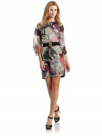 THE LOOKAllover abstract printSheer three-quarter length sleeves with cinched detailBelted waistExposed back zip closureTHE FITAbout 34 from shoulder to hemTHE MATERIALBody: polyesterCombo: silk chiffonCARE & ORIGINDry cleanImportedModel shown is 5'9½ (176cm) wearing US size 4. THE LOOKAllover abstract printSheer three-quarter length sleeves with cinched detailBelted waistExposed back zip closureTHE FITAbout 34 from shoulder to hemTHE MATERIALBody: polyesterCombo: silk chiffonCARE & ORIGINDry cleanImportedModel shown is 5'9½ (176cm) wearing US size 4.