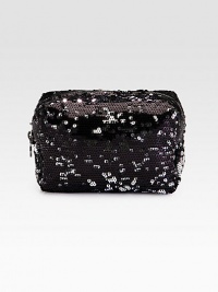 A sparkling style encrusted with elegant sequins with a logo emblem zipper pull.Top zip closureFully lined6W X 4H X 3½DImported A sparkling style encrusted with elegant sequins with a logo emblem zipper pull.Top zip closureFully lined6W X 4H X 3½DImported