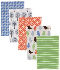 Luvable Friends 5 Count Flannel Receiving Blankets, Blue Birds and Trees Luvable Friends 5 Count Flannel Receiving Blankets, Blue Birds and Trees