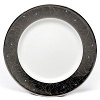 Romance dinner plate by Lauren Ralph Lauren Home. Inspired by tooled silver buckles, this striking collection offers classic forms with a surprising twist as the graceful lines dance on rich platinum and accents of turquoise are featured. Romance dinner plate by Lauren Ralph Lauren Home. Inspired by tooled silver buckles, this striking collection offers classic forms with a surprising twist as the graceful lines dance on rich platinum and accents of turquoise are featured.
