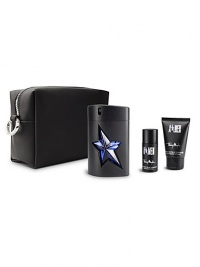 Transform from head to toe into an adventurous, seductive man with this masculine collection of Amen products. The set includes a full size spray 3.4 oz. Eau de Toilette Spray, travel size Hair and Body Shampoo, and Mini Deodorant stick showcased along with a sleek Mugler-designed shaving bag for convenient storage. Transform from head to toe into an adventurous, seductive man with this masculine collection of Amen products. The set includes a full size spray 3.4 oz. Eau de Toilette Spray, travel size Hair and Body Shampoo, and Mini Deodorant stick showcased along with a sleek Mugler-designed shaving bag for convenient storage.