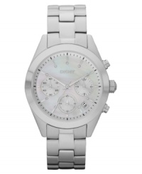 A mesmerizing dial ups the ante on the classic steel design of this DKNY watch. A mesmerizing dial ups the ante on the classic steel design of this DKNY watch.