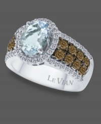 Complementary shades of blue and brown make this exquisite Le Vian ring a statement of style. Oval-cut aquamarine (1-3/8 ct. t.w.) is accented with white and chocolate brown diamonds (3/4 ct. t.w.) set in 14k white gold. Size 7. Complementary shades of blue and brown make this exquisite Le Vian ring a statement of style. Oval-cut aquamarine (1-3/8 ct. t.w.) is accented with white and chocolate brown diamonds (3/4 ct. t.w.) set in 14k white gold. Size 7.