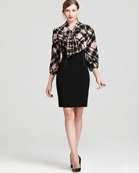 An abstract, brushstoke print lends a trend-right look to Anne Klein's office-ready twofer dress. An abstract, brushstoke print lends a trend-right look to Anne Klein's office-ready twofer dress.