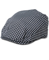 Road ready or just for every day, this checked driver's cap from American Rag is always a classic. Road ready or just for every day, this checked driver's cap from American Rag is always a classic.