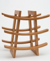 With a pagoda-style design in sturdy bamboo and space for nine bottles, this Lipper International wine rack offers sleek organization for the countertop, table, or home bar.