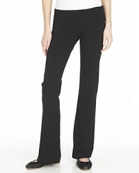 Comfortable and basic full length pants with wide foldover waistband. Logo detail on center of back. Perfect to lounge around in or wear it to your next yoga class. Comfortable and basic full length pants with wide foldover waistband. Logo detail on center of back. Perfect to lounge around in or wear it to your next yoga class.