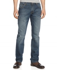 With slim, straight-leg styling, these jeans from American Rag will be your new go-to pair. With slim, straight-leg styling, these jeans from American Rag will be your new go-to pair.