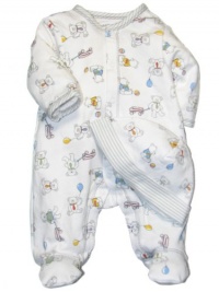 Little Me Baby-Boys Newborn Retro Bears Footie and Hat, White Print, 9 Months Little Me Baby-Boys Newborn Retro Bears Footie and Hat, White Print, 9 Months