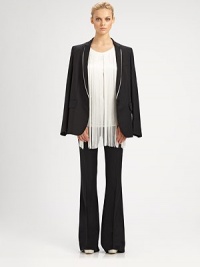 Woven suiting lends sophistication to this impeccably tailored bell-bottom silhouette.Self waistbandZip flyFlared legBack welt pocketsInseam, about 36ViscoseDry cleanImportedModel shown is 5'10 (177cm) wearing US size 4. Woven suiting lends sophistication to this impeccably tailored bell-bottom silhouette.Self waistbandZip flyFlared legBack welt pocketsInseam, about 36ViscoseDry cleanImportedModel shown is 5'10 (177cm) wearing US size 4.