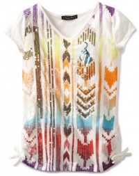 Baby Phat Girls 7-16 Aztec Sequin and Print Tee, Ivory, Large Baby Phat Girls 7-16 Aztec Sequin and Print Tee, Ivory, Large