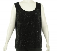 Calvin Klein Scoop Neck Beaded Shirt Black 2X Calvin Klein Scoop Neck Beaded Shirt Black 2X