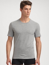 The foundation of every man's wardrobe, shaped in incredibly soft cotton for long lasting comfort.Set of one each: white, black, greyCrewneckCottonMachine washImported The foundation of every man's wardrobe, shaped in incredibly soft cotton for long lasting comfort.Set of one each: white, black, greyCrewneckCottonMachine washImported