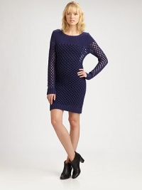 Crocheted, mesh-like design has a boatneck, ribbed trim and an ultra-fitted silhouette. Ribbed boatneckLong sleevesRibbed cuffs and hemFully linedAbout 20 from natural waist60% cotton/40% acrylicDry cleanImportedModel shown is 5'10 (177cm) wearing US size Small. Crocheted, mesh-like design has a boatneck, ribbed trim and an ultra-fitted silhouette. Ribbed boatneckLong sleevesRibbed cuffs and hemFully linedAbout 20 from natural waist60% cotton/40% acrylicDry cleanImportedModel shown is 5'10 (177cm) wearing US size Small.