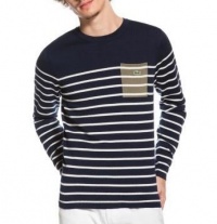 Lacoste L!ve Men's Cotton Jersey Crewneck Striped Sweater Navy Lacoste L!ve Men's Cotton Jersey Crewneck Striped Sweater Navy