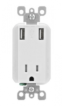 Leviton T5630-W 2.1-Amp High Speed USB Charger/Tamper-Resistant Receptacle, 15-Amp/125-Volt, White Leviton T5630-W 2.1-Amp High Speed USB Charger/Tamper-Resistant Receptacle, 15-Amp/125-Volt, White