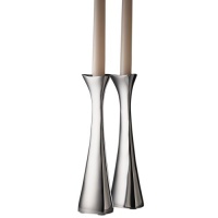 Nambe Tri-Corner 9-1/2-Inch Candlesticks, Pair