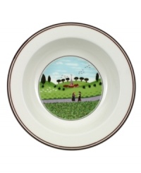 Two friends meet for a quiet stroll in the country on this Design Naif rim cereal bowl, featuring premium Villeroy & Boch porcelain. Two friends meet for a quiet stroll in the country on this Design Naif rim cereal bowl, featuring premium Villeroy & Boch porcelain.