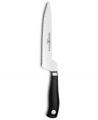 Crafted from high-carbon stain-resistant steel, this knife features a scalloped edge that cuts through crusty, tough breads without crushing or squishing the soft interior. Perfect for fruits and veggies with tough skins, too! Lifetime warranty. Crafted from high-carbon stain-resistant steel, this knife features a scalloped edge that cuts through crusty, tough breads without crushing or squishing the soft interior. Perfect for fruits and veggies with tough skins, too! Lifetime warranty.