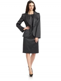 THE LOOKNotched lapelOne-button frontFront waist dartsBack seamsThree-button cuffsTHE FITAbout 24 from shoulder to hemTHE MATERIAL51% silk/49% woolFully linedCARE & ORIGINDry cleanMade in Italy THE LOOKNotched lapelOne-button frontFront waist dartsBack seamsThree-button cuffsTHE FITAbout 24 from shoulder to hemTHE MATERIAL51% silk/49% woolFully linedCARE & ORIGINDry cleanMade in Italy