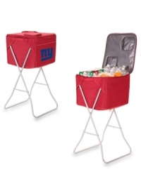 A cold drink is always in reach with Picnic Time. More than a cooler, the NFL Teams Party Cube comes with a removable aluminum stand so you never have to bend and struggle to grab picnic or game day provisions. Unzip the entire lid or one section at a time to keep in the cold.