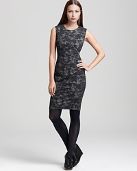 The season's most-wanted Calvin Klein sheath dress gets an artful update in a painterly print. The season's most-wanted Calvin Klein sheath dress gets an artful update in a painterly print.